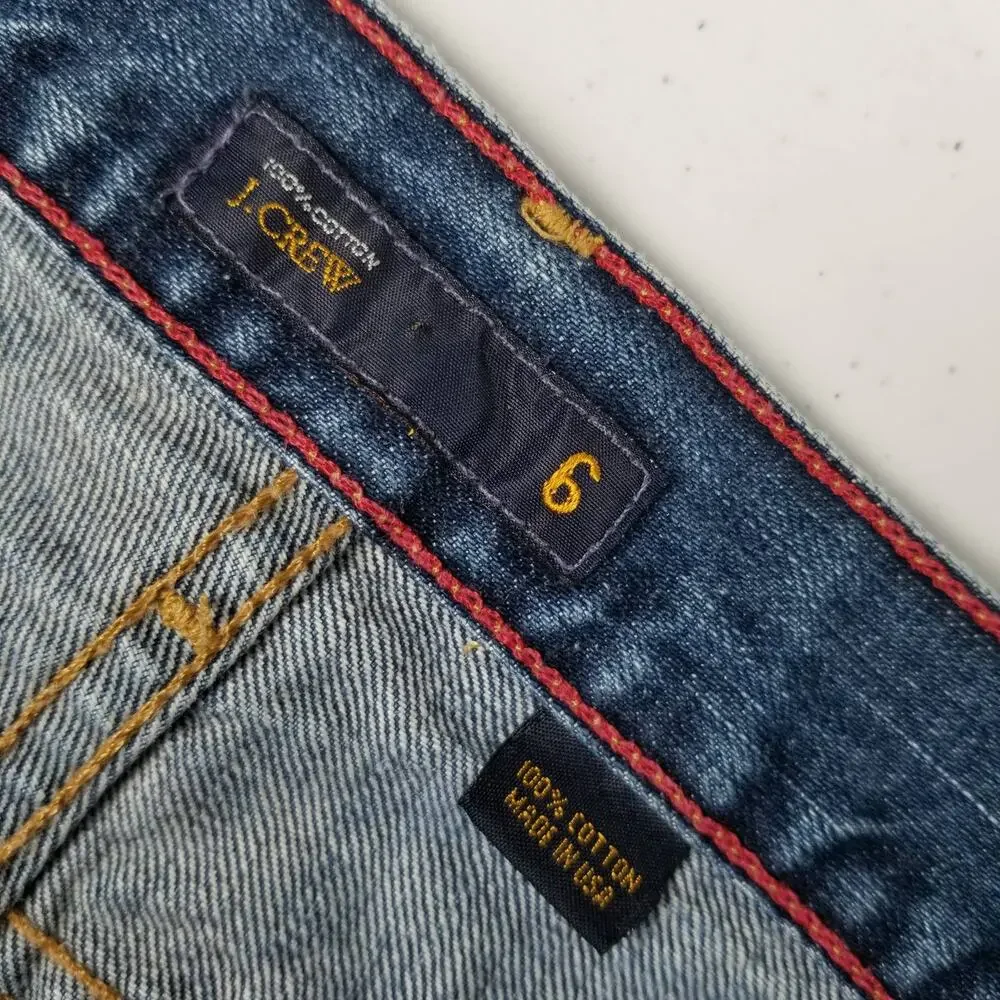 J. CREW Blue Denim Jeans Vintage USA Button Fly Bootcut Size 6